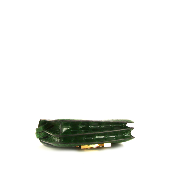 Hermes Constance mini shoulder bag in Vert Emeraude porosus crocodile - Detail D5