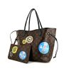 Shopping bag Louis Vuitton Neverfull modello medio in tela monogram con motivo e pelle nera - 00pp thumbnail