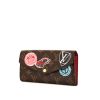 Portafogli Louis Vuitton Sarah in tela monogram marrone con motivo e pelle rossa - 00pp thumbnail