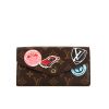 Billetera Louis Vuitton Sarah en lona Monogram marrón y cuero rojo - 360 thumbnail