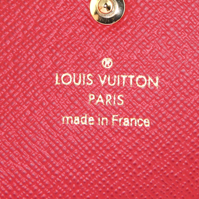Billetera Louis Vuitton Sarah en lona Monogram marrón y cuero rojo - Detail D3
