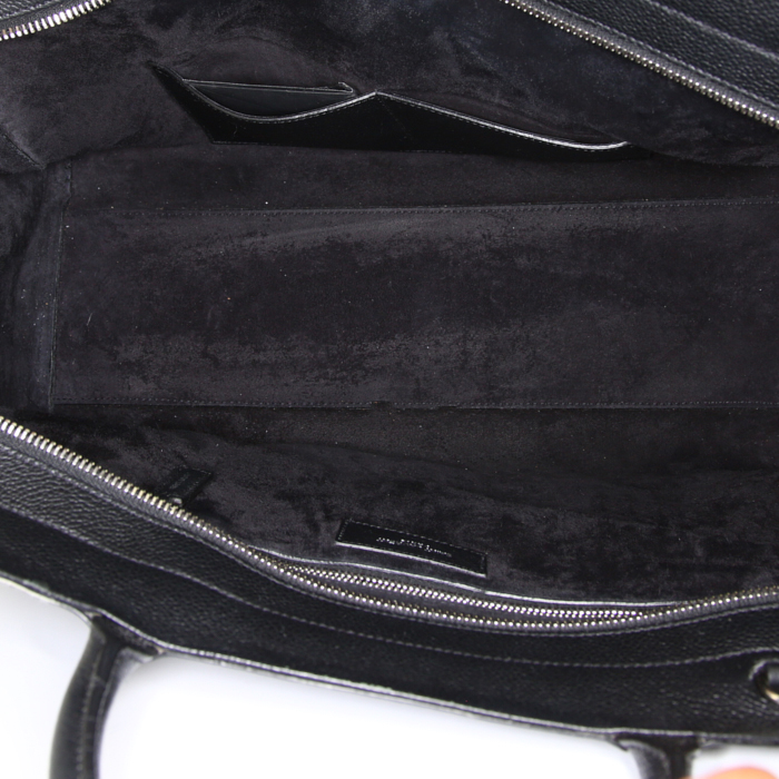Saint Laurent Rive Gauche handbag in black grained leather - Detail D3