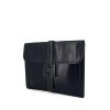 Hermes Jige large model pouch in dark blue box leather - 00pp thumbnail