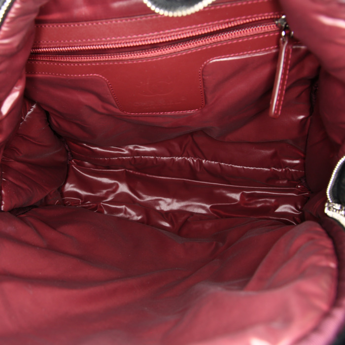 Sac à dos Chanel Coco Cocoon en toile matelassée noire et cuir noir - Detail D2