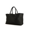 Shopping bag Bottega Veneta Cadat modello medio in pelle intrecciata nera - 00pp thumbnail