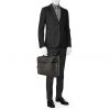 Porta-documentos Louis Vuitton Sabana en lona a cuadros gris y cuero negro - Detail D1 thumbnail