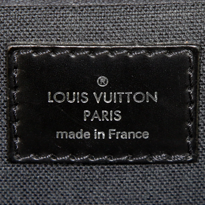 Porte-documents Louis Vuitton Sabana en toile damier grise et cuir noir - Detail D3