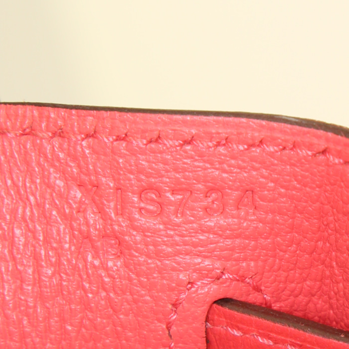 Bolso de mano Hermes Kelly 32 cm en cuero epsom rosa Jaipur - Detail D4