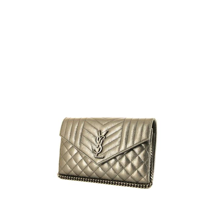Saint Laurent Enveloppe shoulder bag in silver glittering leather - 00pp