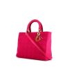 Dior Lady Dior large model bag worn on the shoulder or carried in the hand in pink tweed and pink leather - 00pp thumbnail