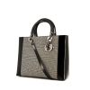 Dior Lady Dior large model bag worn on the shoulder or carried in the hand in black and white canvas and black patent leather - 00pp thumbnail