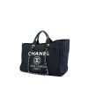 Chanel Deauville shopping bag in blue denim and blue leather - 00pp thumbnail