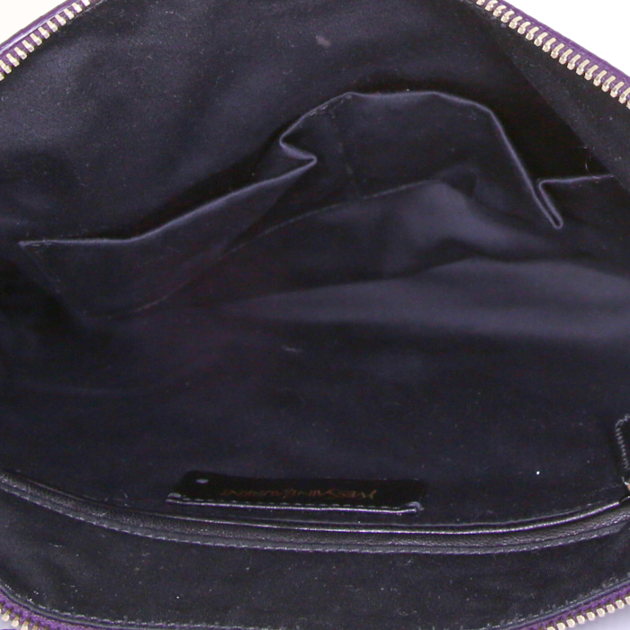 Borsa Yves Saint Laurent Multy in pelle martellata viola - Detail D2