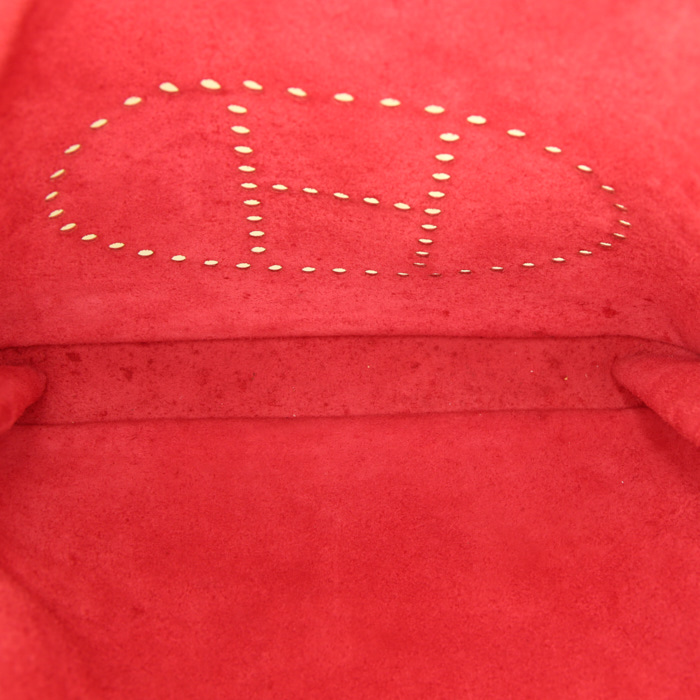 Hermes Evelyne large model shoulder bag in red epsom leather - Detail D2
