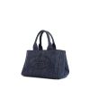 Shopping bag Prada Canapa in tela denim blu scuro - 00pp thumbnail