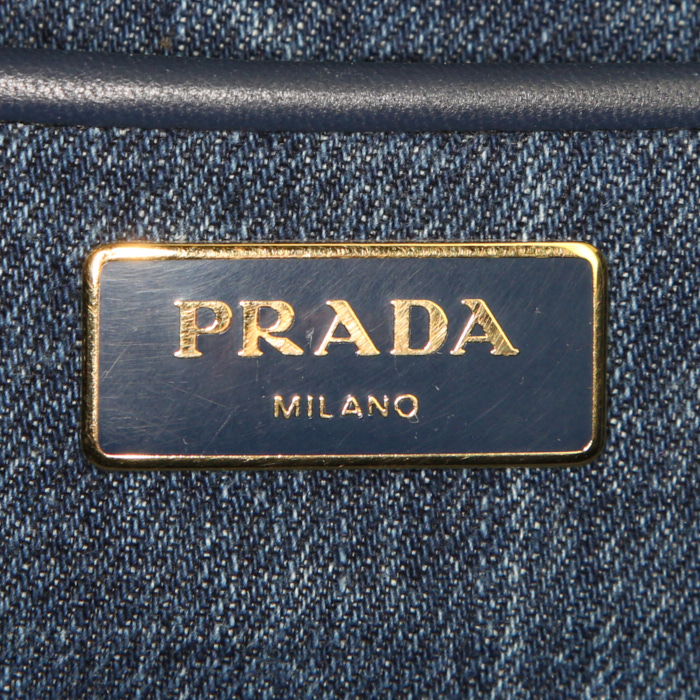 Sac cabas Prada Canapa en toile denim bleu-foncé - Detail D3