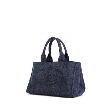 Prada Canapa shopping bag in dark blue denim canvas