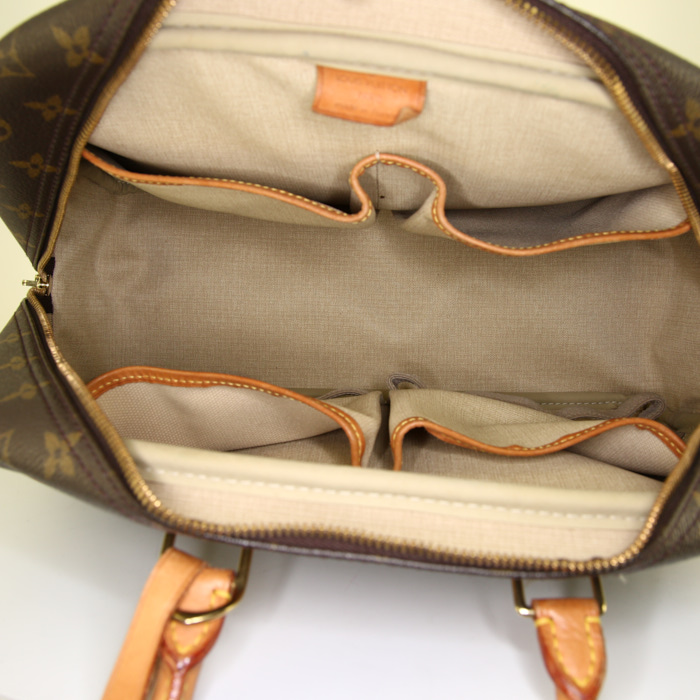 Borsa Louis Vuitton Deauville in tela monogram marrone e pelle naturale - Detail D2