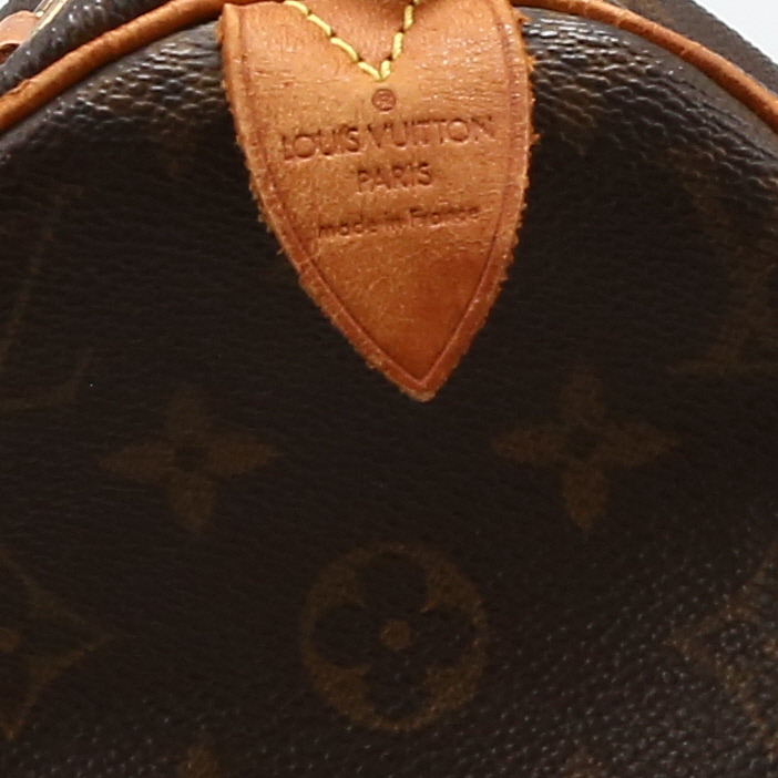 Louis Vuitton Speedy 30 handbag in brown monogram canvas and natural leather - Detail D2