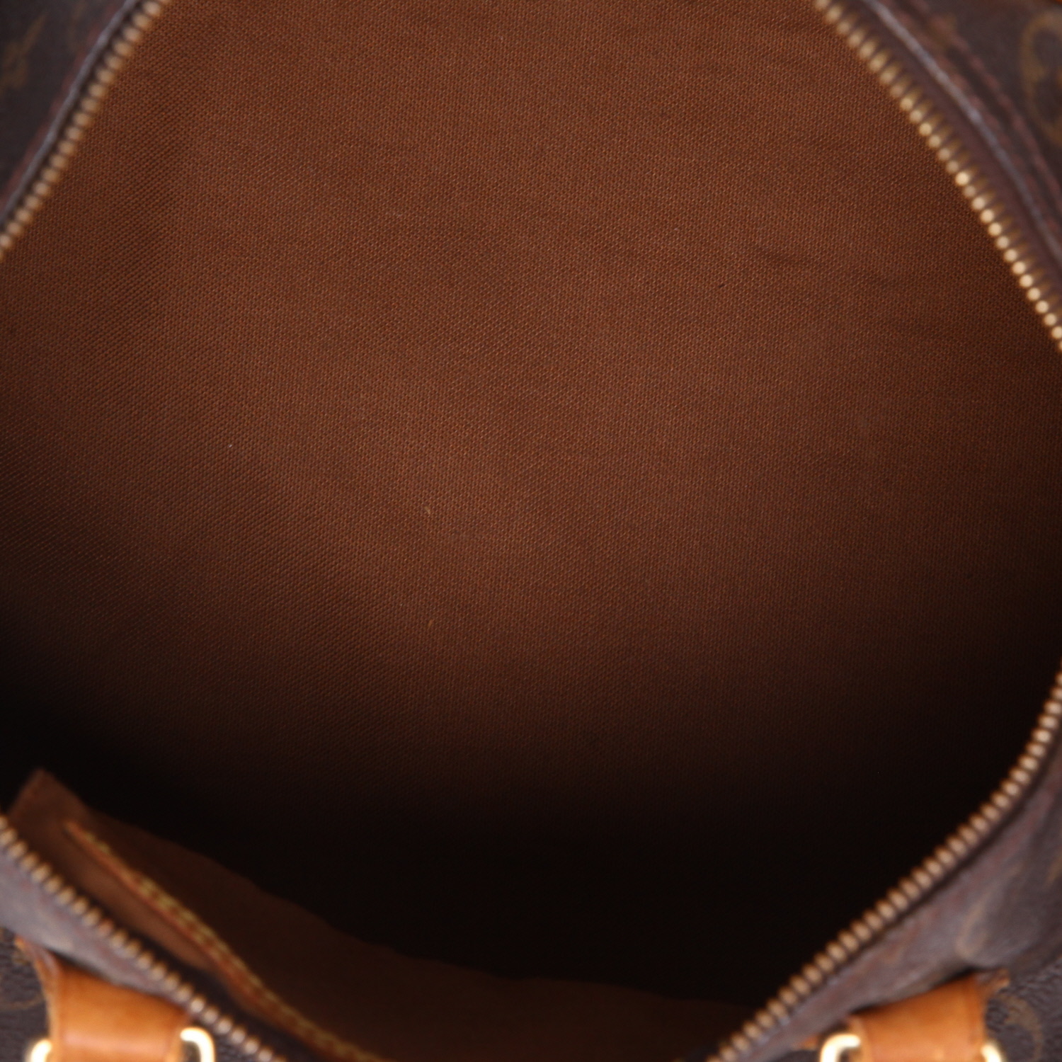 Borsa Louis Vuitton Speedy 30 in tela monogram marrone e pelle naturale - Detail D3