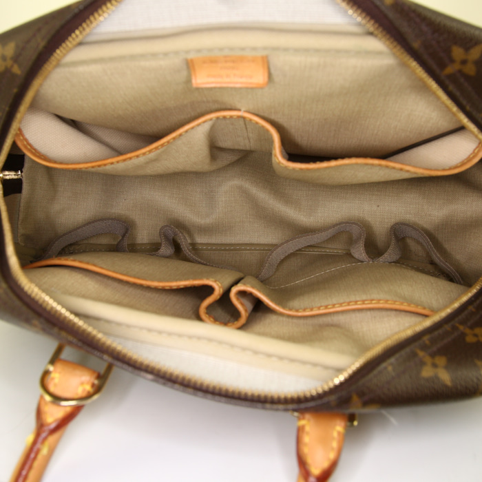 Borsa Louis Vuitton Deauville in tela monogram marrone e pelle naturale - Detail D2