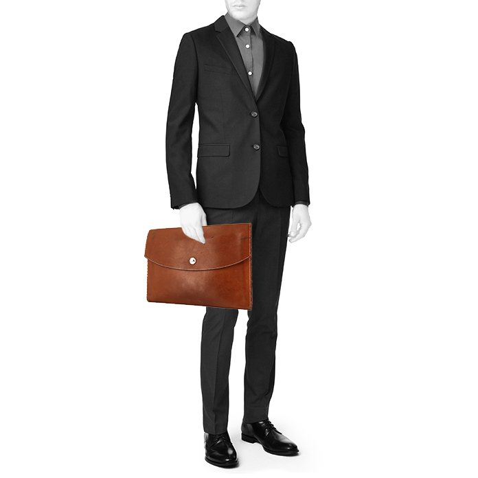 Hermes Rio large model pouch in brown Barenia leather - Detail D1