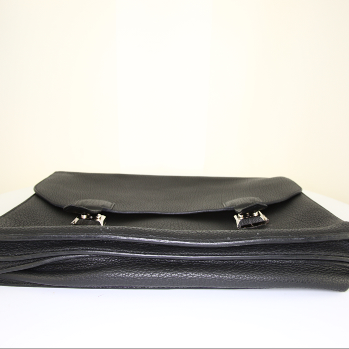 Hermès Sac à dépêches briefcase in black togo leather - Detail D4