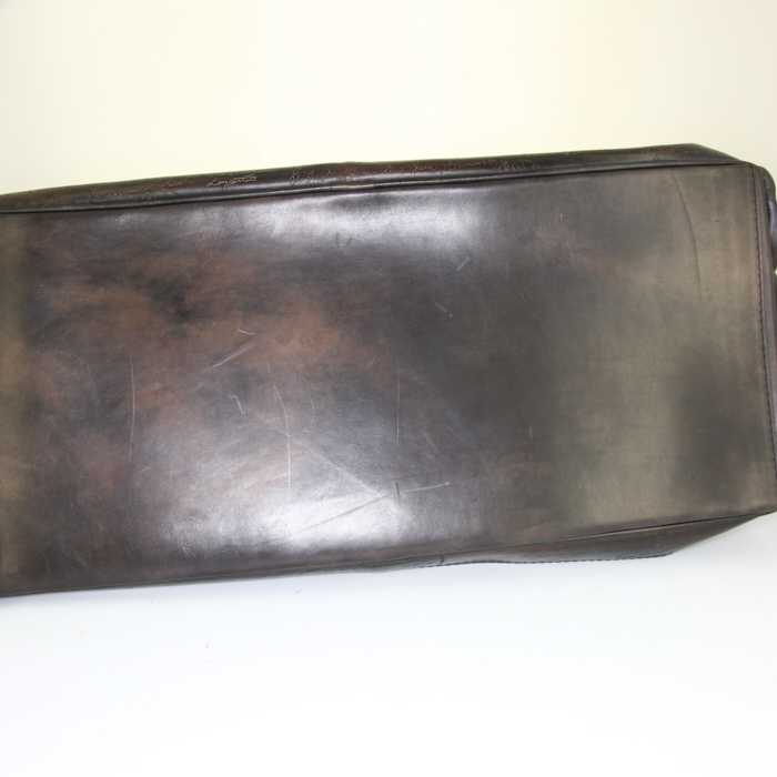 Berluti Bel Ami travel bag in dark brown shading leather - Detail D5