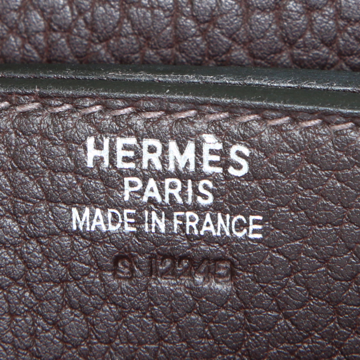 Borsa portadocumenti Hermès Sac à dépêches in tela marrone e pelle marrone - Detail D3
