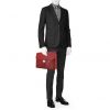 Hermès Sac à dépêches briefcase in red Mysore leather - Detail D1 thumbnail