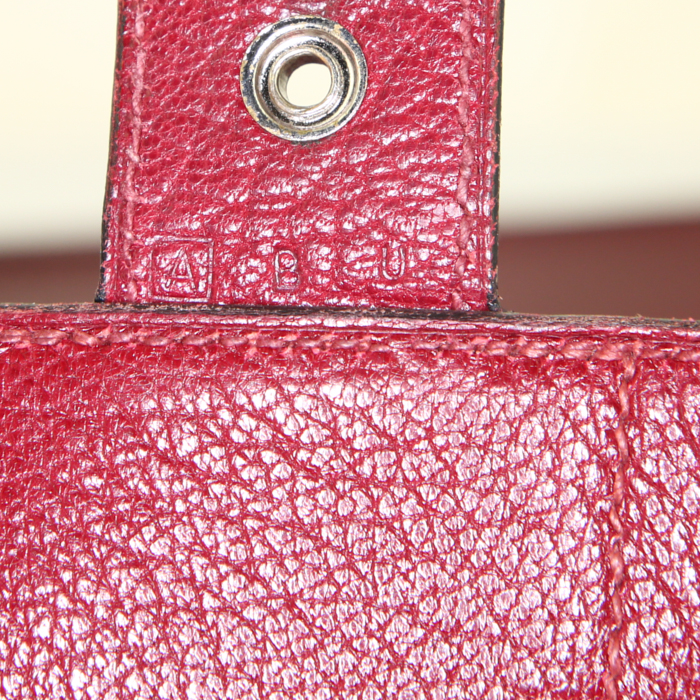 Hermès Sac à dépêches briefcase in red Mysore leather - Detail D4