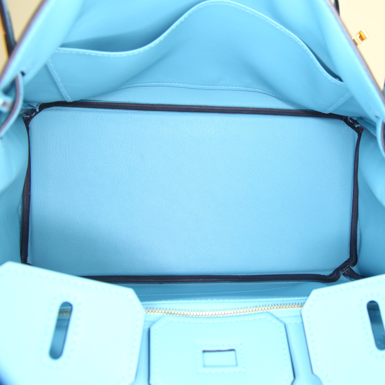 Sac à main Hermes Birkin 25 cm en cuir Swift Bleu du Nord - Detail D2