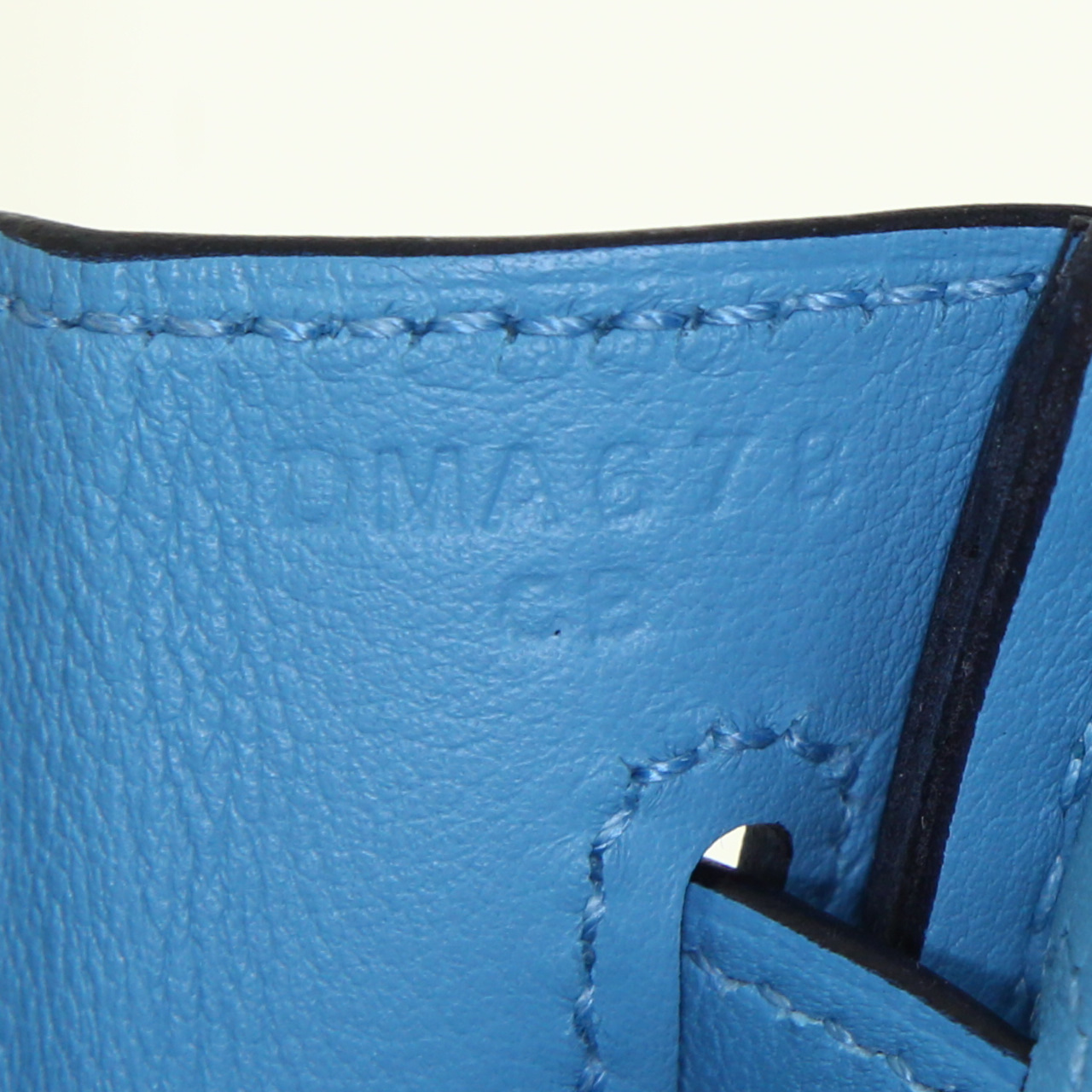 Sac à main Hermes Birkin 25 cm en cuir Swift Bleu du Nord - Detail D4
