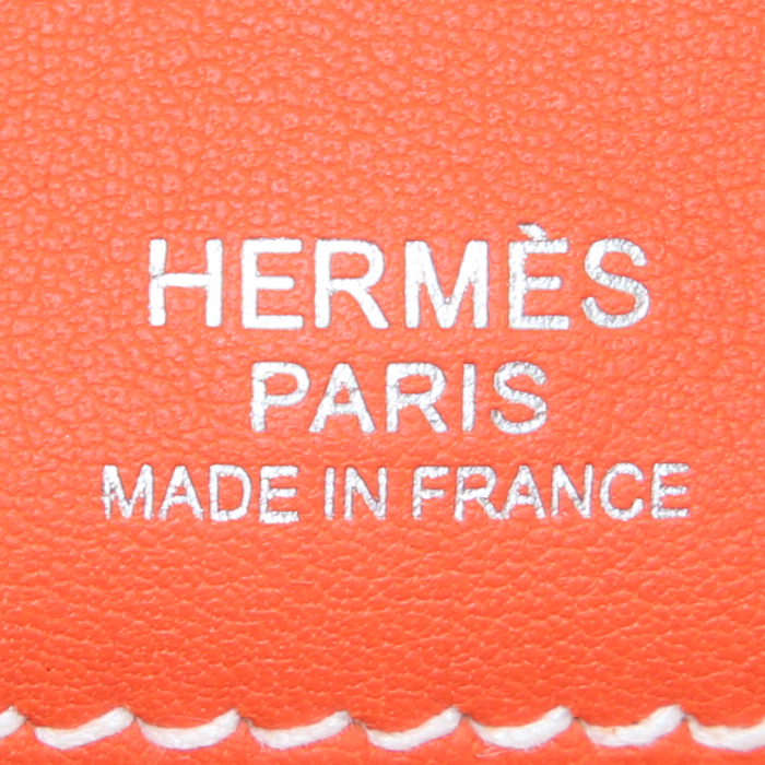 Bolsito de mano Hermès Virevolte en cuero togo Bougainvillea y cuero natural - Detail D3