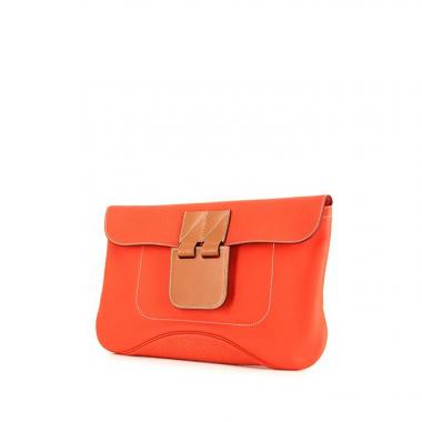 Bolsito de mano Hermès Virevolte en cuero togo Bougainvillea y cuero natural