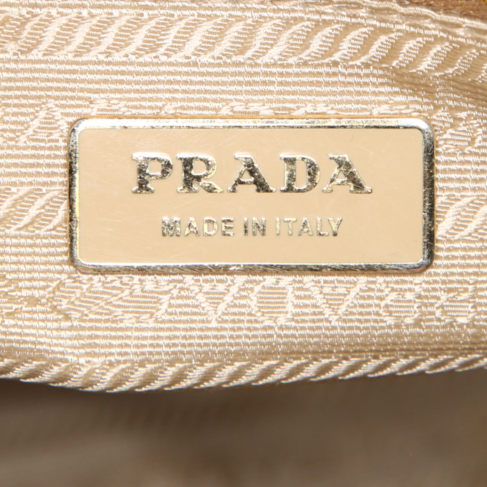 Bolso de mano Prada Galleria modelo grande en cuero saffiano marrón - Detail D3