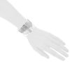 Hermès Eclipse large model cuff bracelet in silver - Detail D1 thumbnail