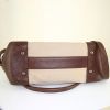 Burberry handbag in beige canvas and brown leather - Detail D5 thumbnail
