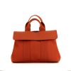 Hermès Valparaiso handbag in orange leather and orange canvas - 360 thumbnail