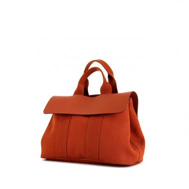 Bolso de mano Hermès Valparaiso en cuero naranja y lona naranja