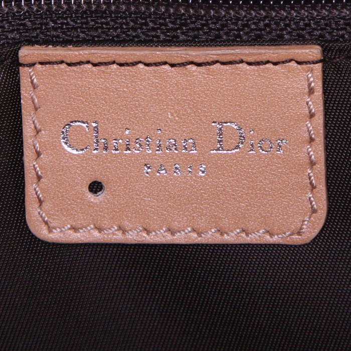 Dior Jeans Pocket shopping bag in brown monogram canvas Oblique and beige leather - Detail D3