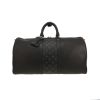 Sac de voyage Louis Vuitton  Keepall 50 en toile monogram noire et cuir noir - 360 thumbnail