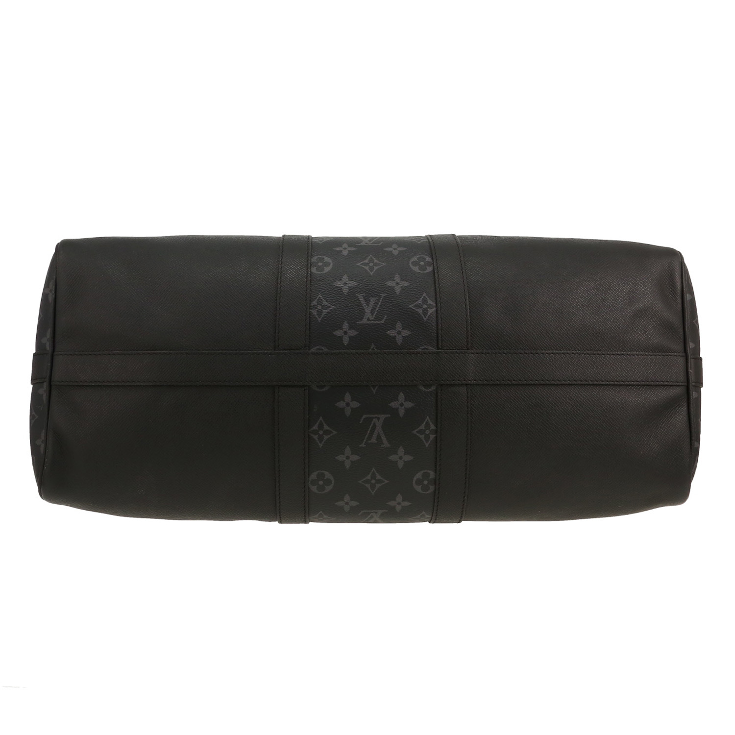 Borsa da viaggio Louis Vuitton  Keepall 50 in tela monogram nera e pelle nera - Detail D1