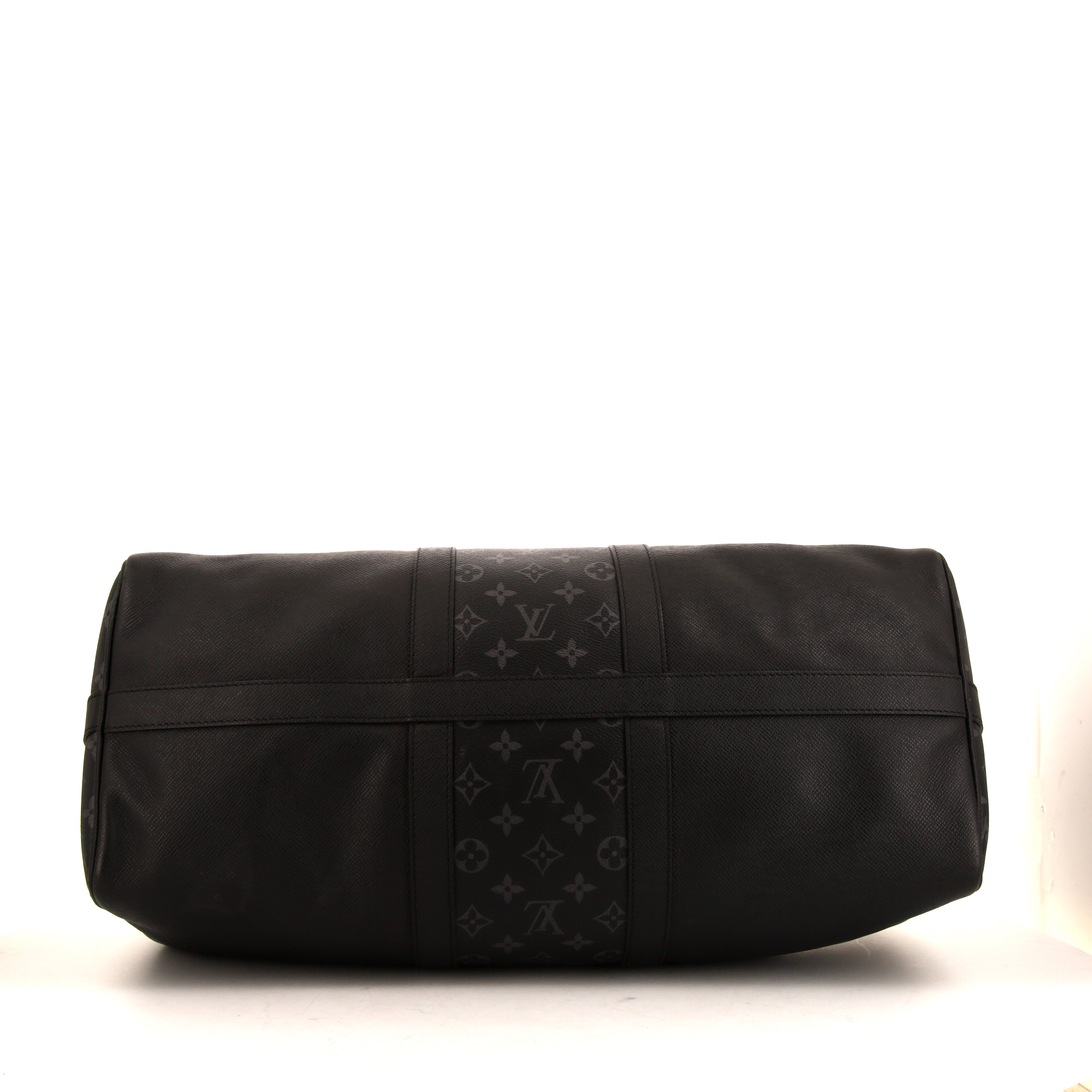 Louis Vuitton  Keepall 50 travel bag  in black monogram canvas  and black leather - Detail D5