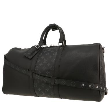 Bolsa de viaje Louis Vuitton  Keepall 50 en lona Monogram negra y cuero negro