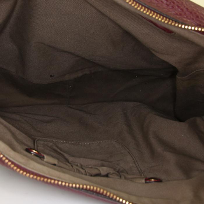 Chloé Marcie large model shoulder bag in burgundy leather - Detail D2