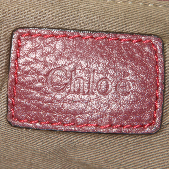 Sac bandoulière Chloé Marcie grand modèle en cuir bordeaux - Detail D3