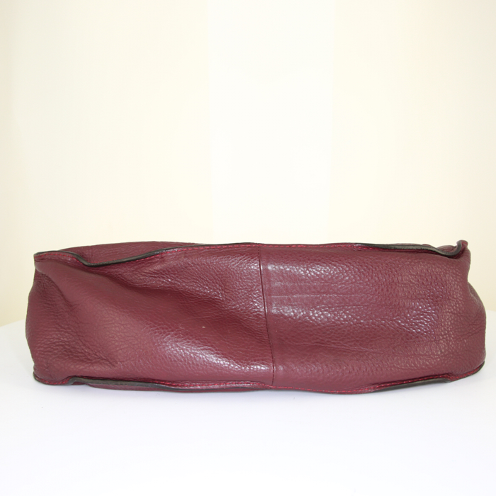 Bolso bandolera Chloé Marcie modelo grande en cuero color burdeos - Detail D4