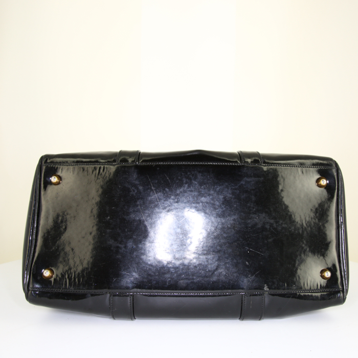 Chanel Boston 24 hours bag in black patent leather - Detail D5