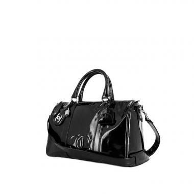 Sac 24 heures Chanel Boston en cuir verni noir